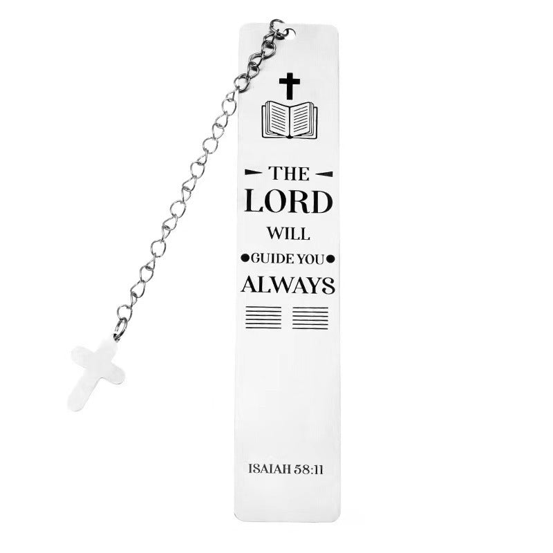 Religion Cross Bible Verse Stainless Steel Pendant Inspirational Bookmark Teachers Day Gifts